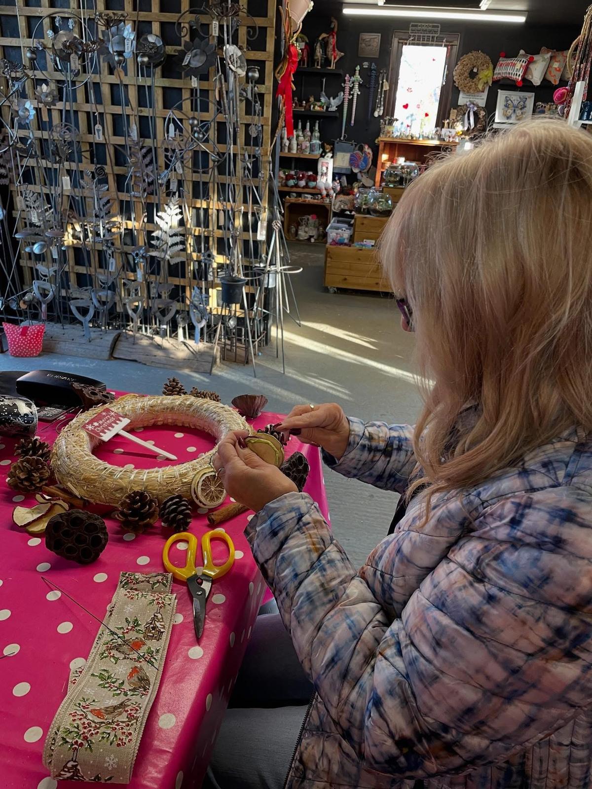 Penney Christmas Wreath Workshop Wroxham Barns 006